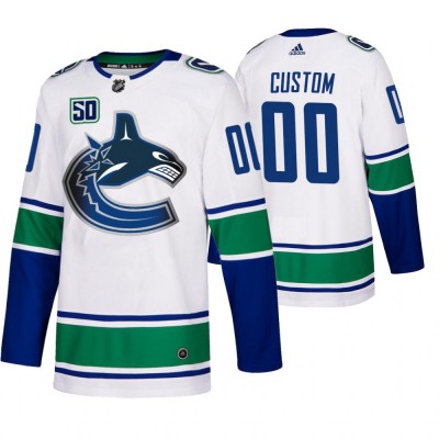 Vancouver Canucks Custom 50th Anniversary Men's White 201920 Away Authentic NHL Jersey